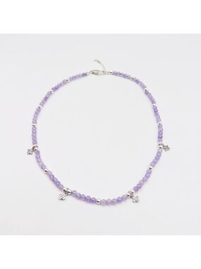 LAVENDER jade necklace with cz cross connectors